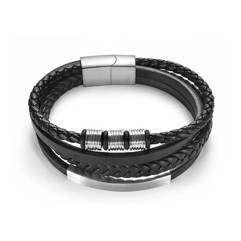 High-Quality Roger Woven Multilayered Leather Bracelet Luxury