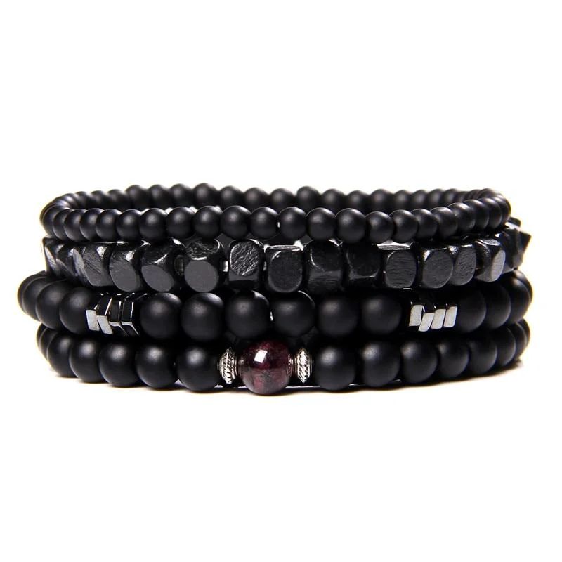 Fast Nicolas Multilayered Leather Natural Stone Beaded Bracelet Clean