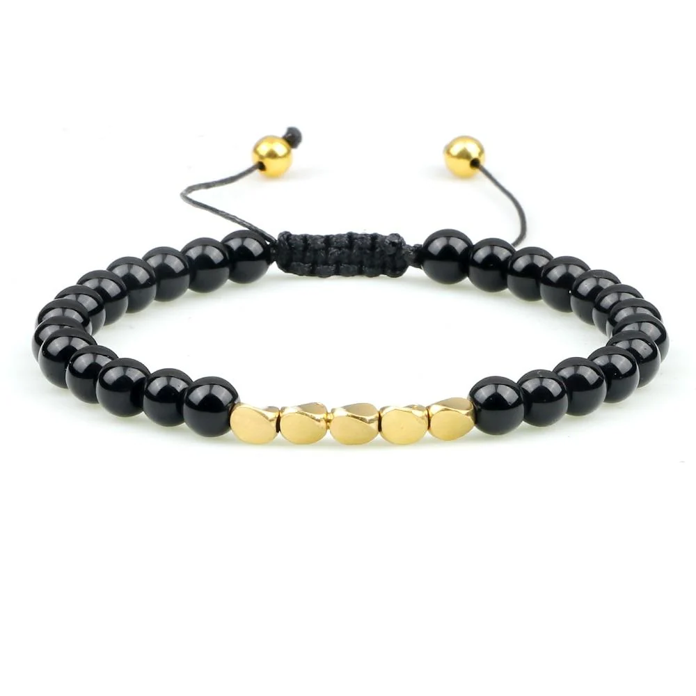 Advanced Atrani Black Onyx Beaded Bracelet Minimalist
