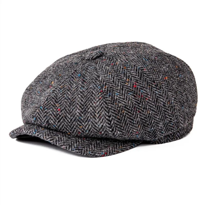 Genuine Lana Herringbone Newsboy Gorra Expertly Made