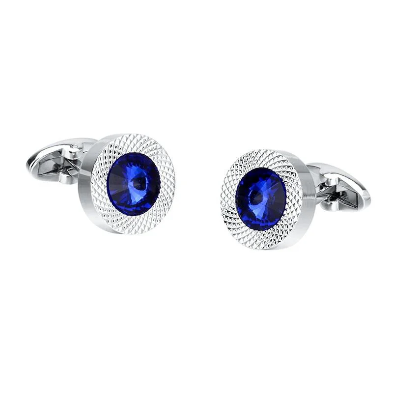 Unique Gemelos redondos de cristal azul Jacque Exclusive