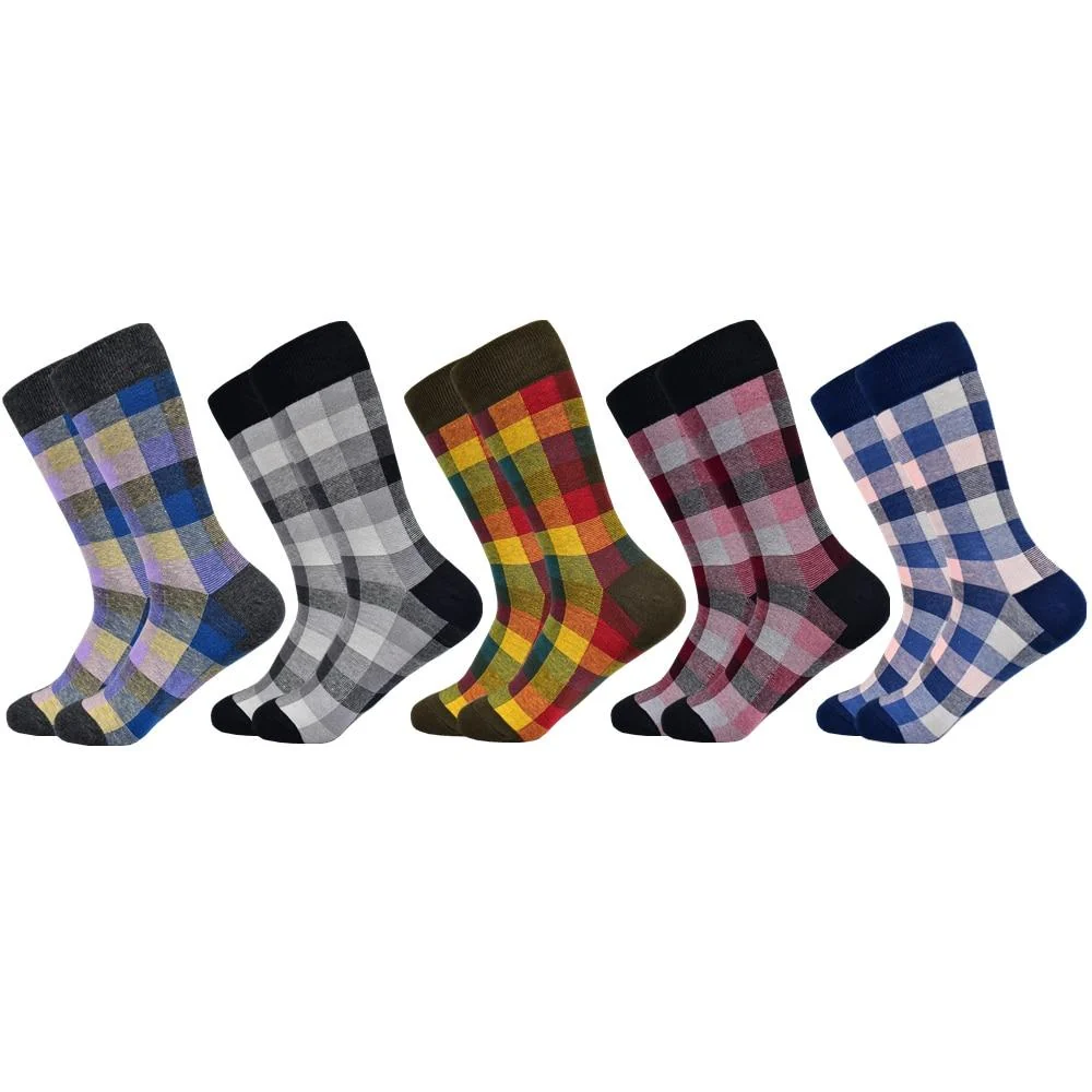 Minimalist Juego de calcetines de negocios de cuadros escoceses de alto algodón Artisan