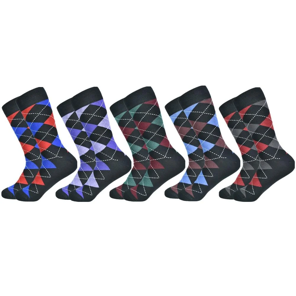 Reusable Alto algodón argyle Juego de calcetines negros de negocios Casual