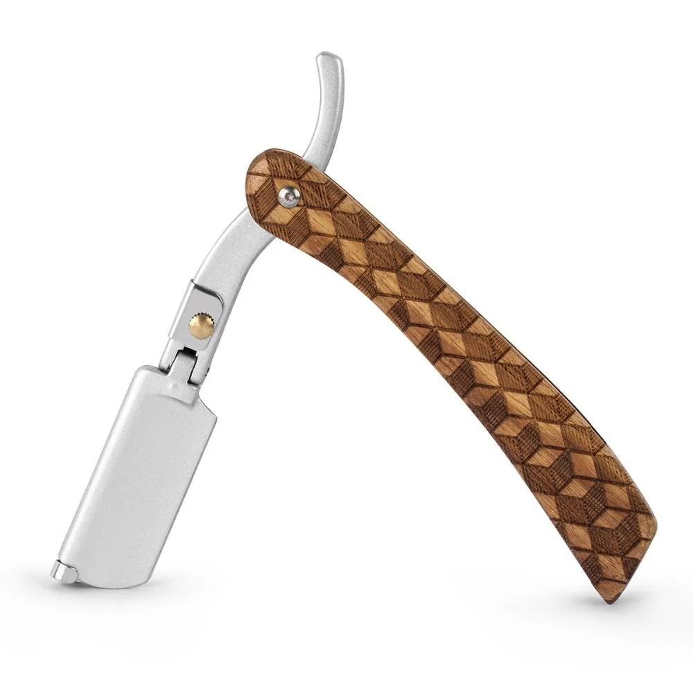 Eco-Friendly Maquinilla de afeitar recta Shavette de doble filo con mango de madera de peral Classic