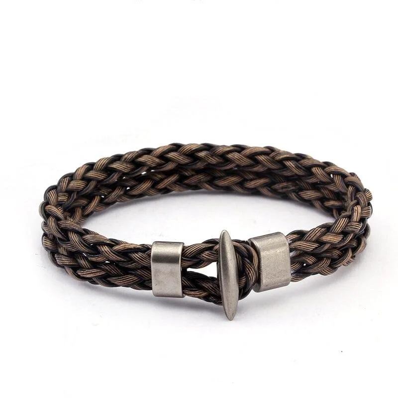 Organic Clemans Pulsera de cuero trenzado Relaxed