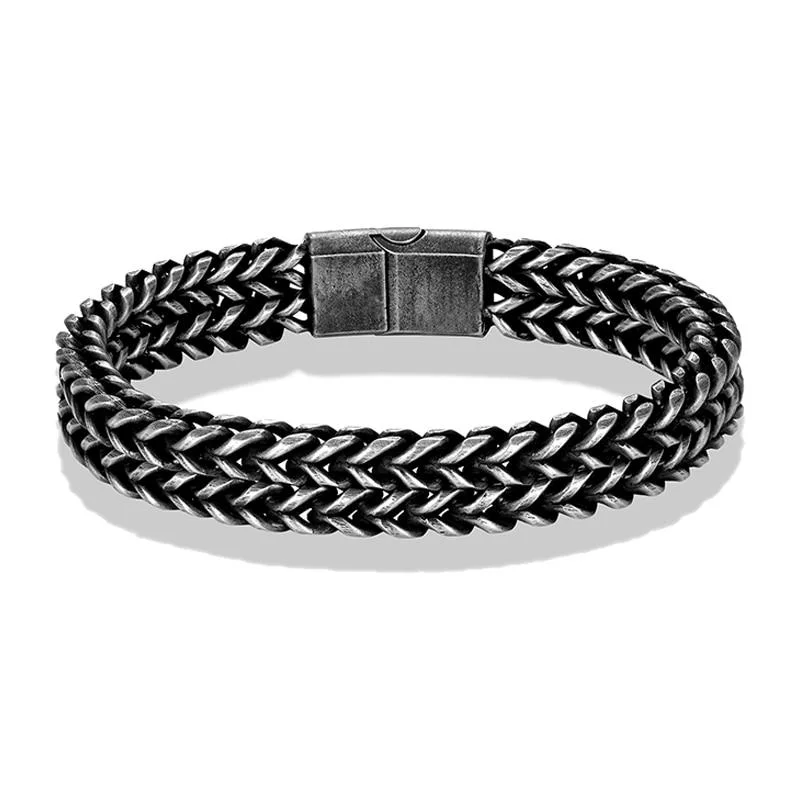 Artisan Mattias Pulsera de doble cadena de acero inoxidable First-Class