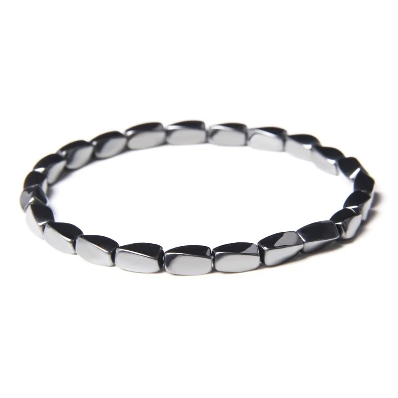 Authentic Pulsera geométrica de cuentas de hematites Excellent