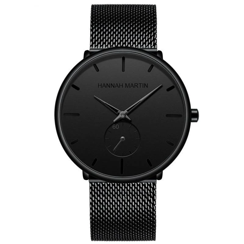 Fashionable Lucas Reloj clásico de caballero con correa milanesa negra Premium