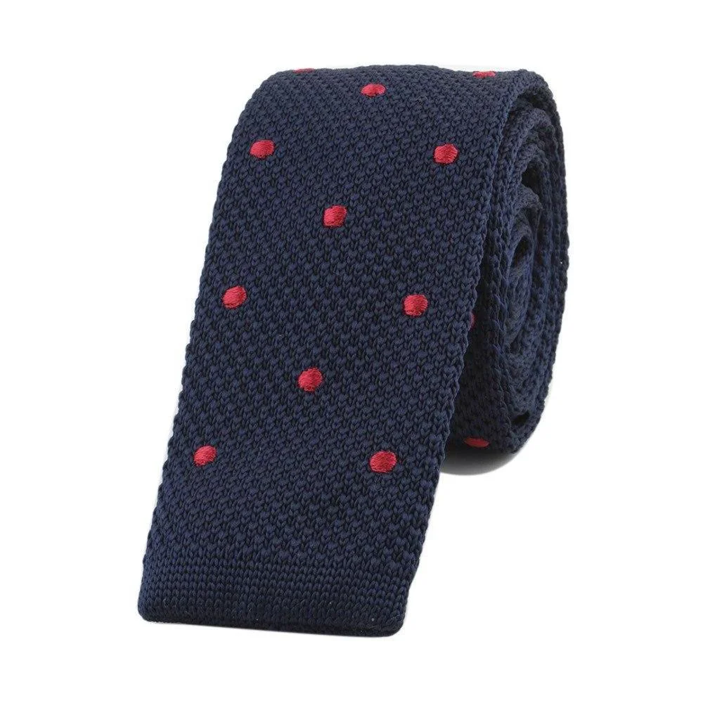 Responsible Corbata de punto de lunares con extremo plano Excellent