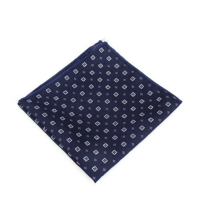 Refined Pañuelo de algodón azul marino geométrico High-Quality