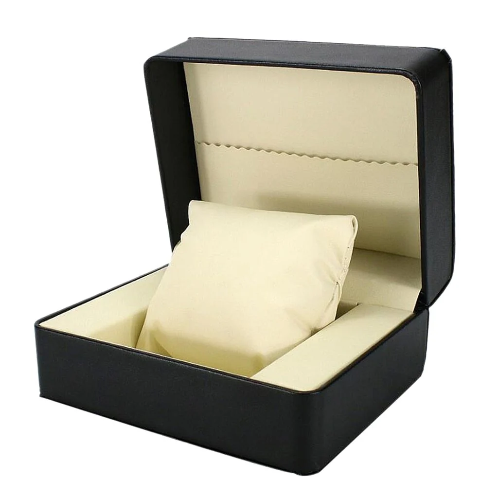 Exclusive Caja de reloj minimalista de cuero negro con una sola ranura Original