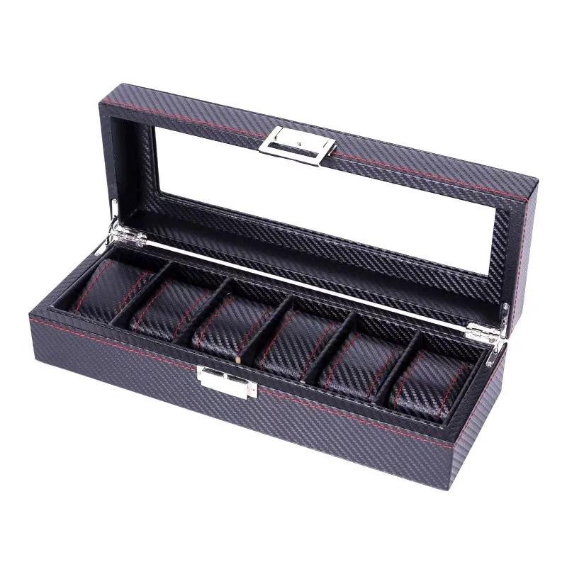 Lightweight Dante Organizador Caja de Relojes Estilo Fibra de Carbono 6-12 Ranuras Selected