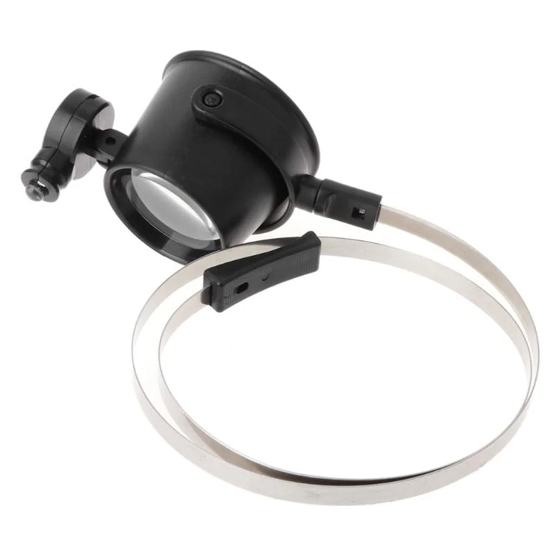 Secure Lupa de relojero 10x con resorte de cabeza y luz LED Verified