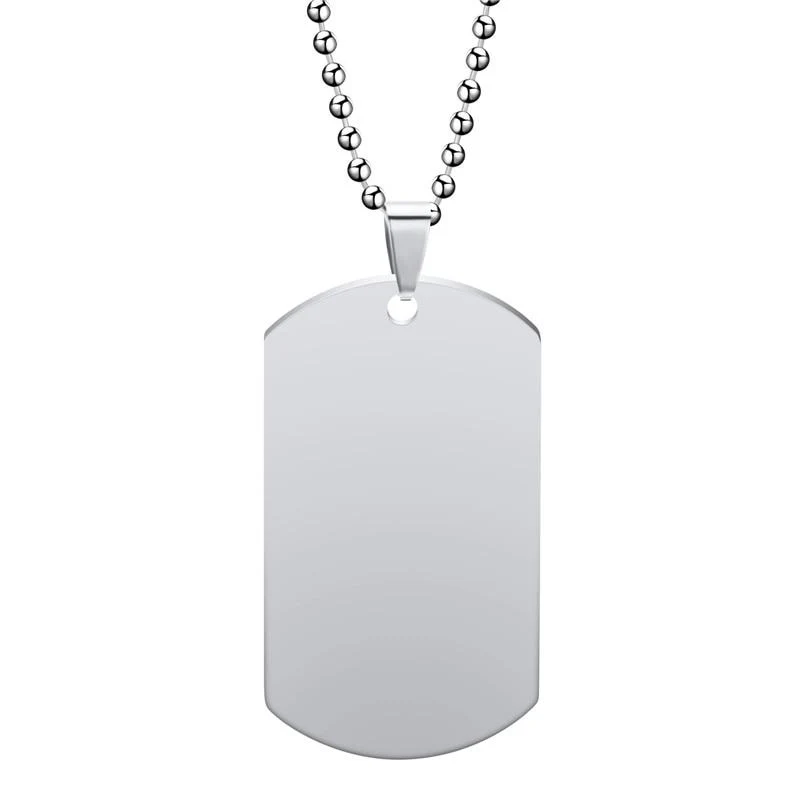 Trendy Etiqueta de perro 316L collar colgante de acero inoxidable Minimalist