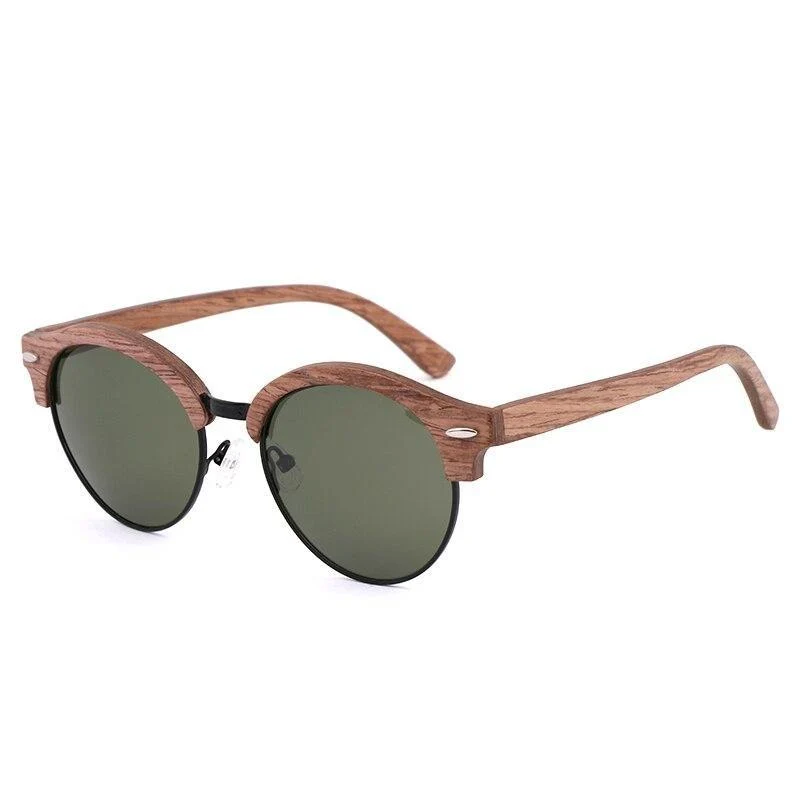 Fast Matteo Gafas de sol polarizadas redondas de madera Fashionable