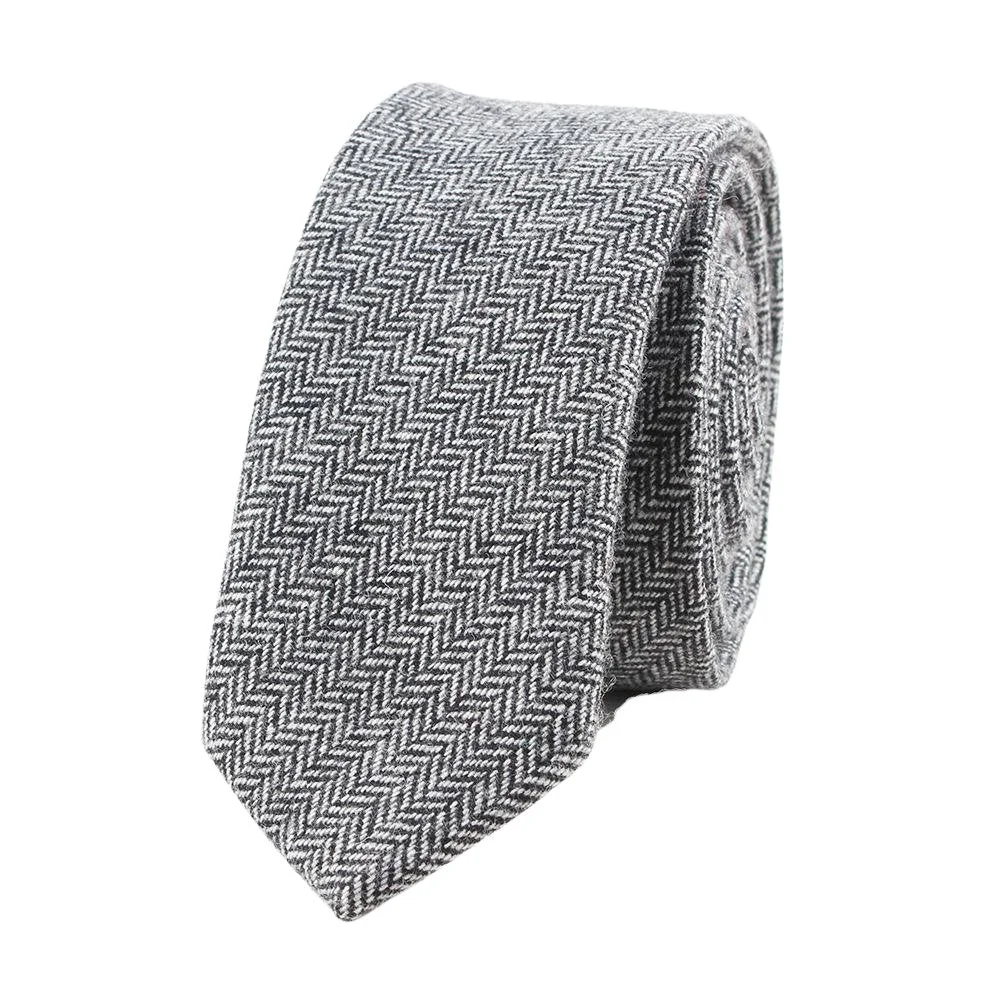 Solid herringbone Corbata de lana Certified