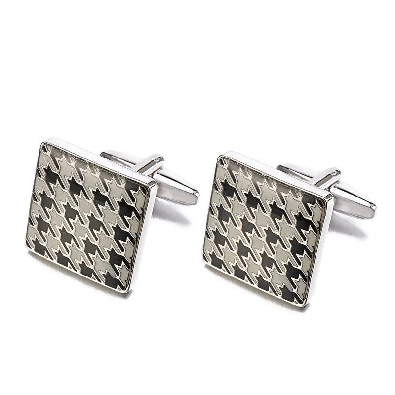 Environmentally Friendly Houndstooth Gemelos cuadrados esmaltados Original Design