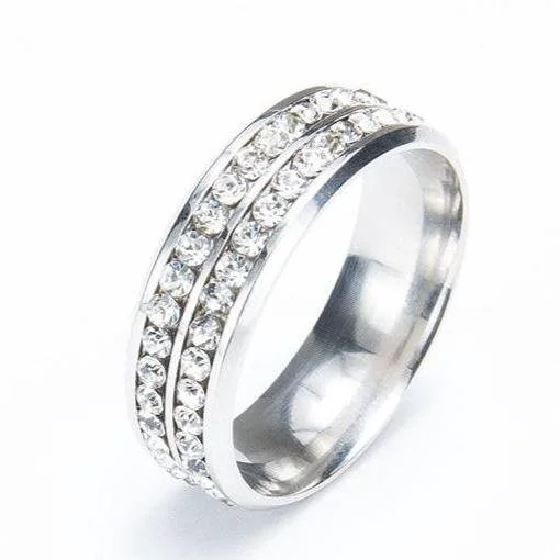 Exclusive Anillo de corbata de cristal plateado Long-Lasting