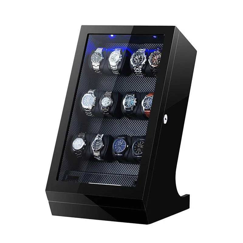 Exclusive Walter Cargador y organizador automático de relojes de fibra de carbono 12 2 ranuras Original