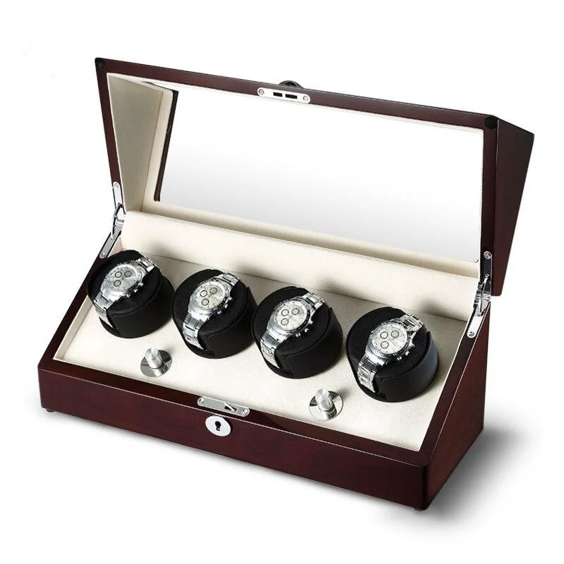 Optimized Frediano Mahagony Caja de 4 ranuras para dar cuerda a relojes High-Grade