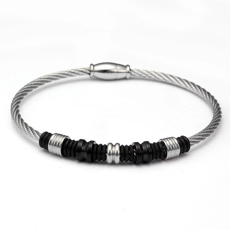Superior Anders Pulsera de acero inoxidable Charm Rope Classic