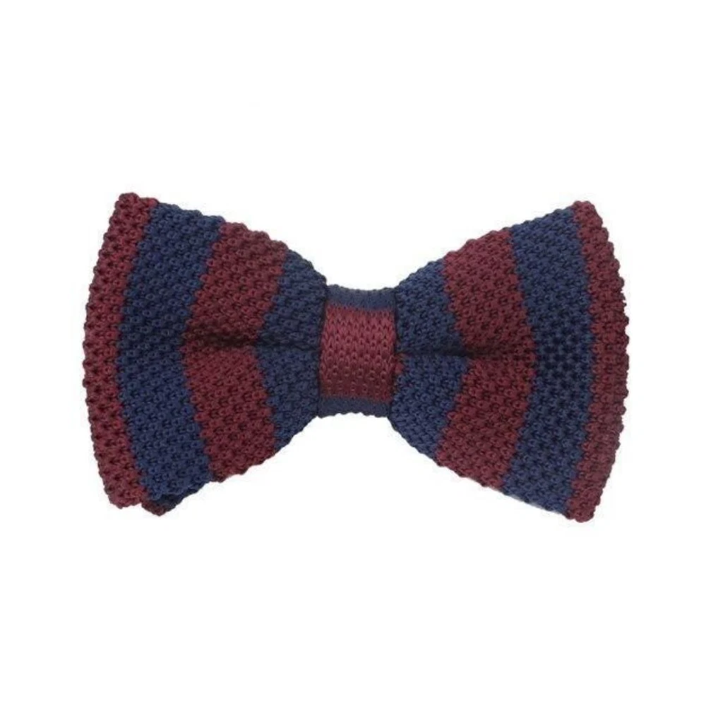World-Class University Striped Knitted Bow Tie Pre-Tied Authentic