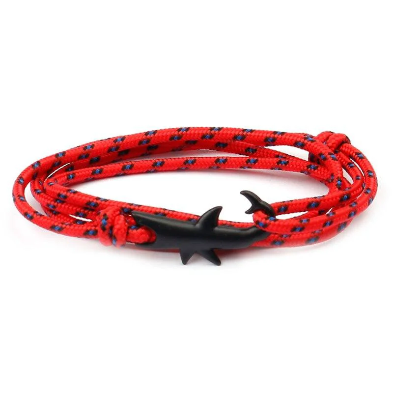 Breathable Pulsera de cuerda náutica Tiburón negro mate Sophisticated