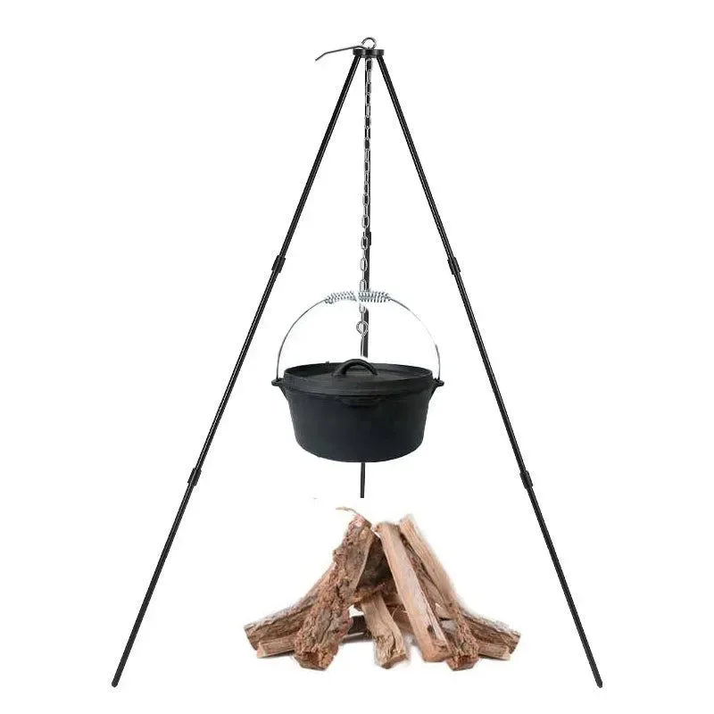Next-Generation Adjustable Camping Tripod Stand – Lightweight Aluminum Hanging Pot Holder for Outdoor Cooking BBQ Dutch Oven 26-78cm Height Practical