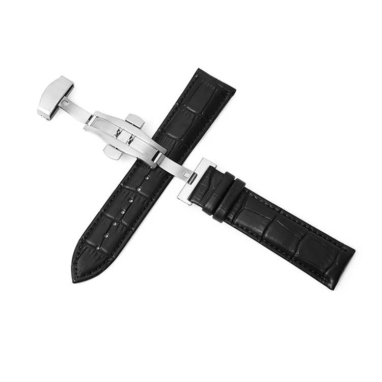 Trendy Bormio Vegan Leather Classic Watch Strap With Push Button Deployant Clasp Modern