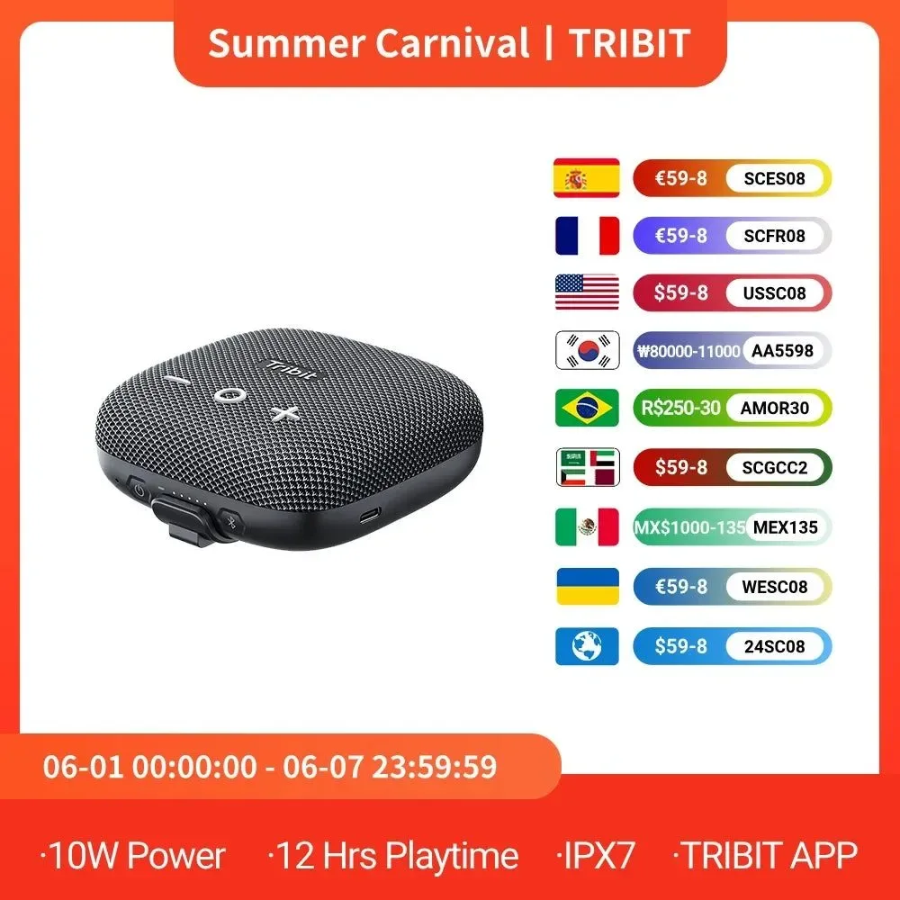 Casual StormBox Micro 2 Portable Bluetooth Speaker Compact Size with Powerful SoundXBass TechnologyAdvanced Bluetooth 5.3 Chip12hrs Of PlaytimeIP67 WaterproofEQ Mode Via The Tribit AppWireless Dual Stereo PairingAs PowerbankBuilt-in MicrophoneProduct Size High-Performance