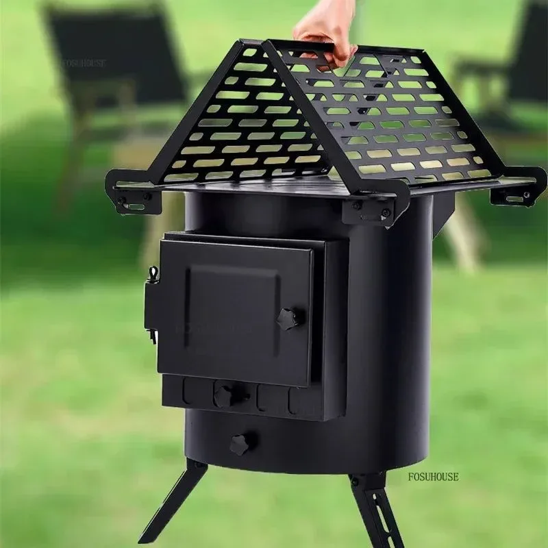 Practical Mobile Wood Burning Heater Stove for Indoor Outdoor Use – Portable Heating with Cooking Top Stylish