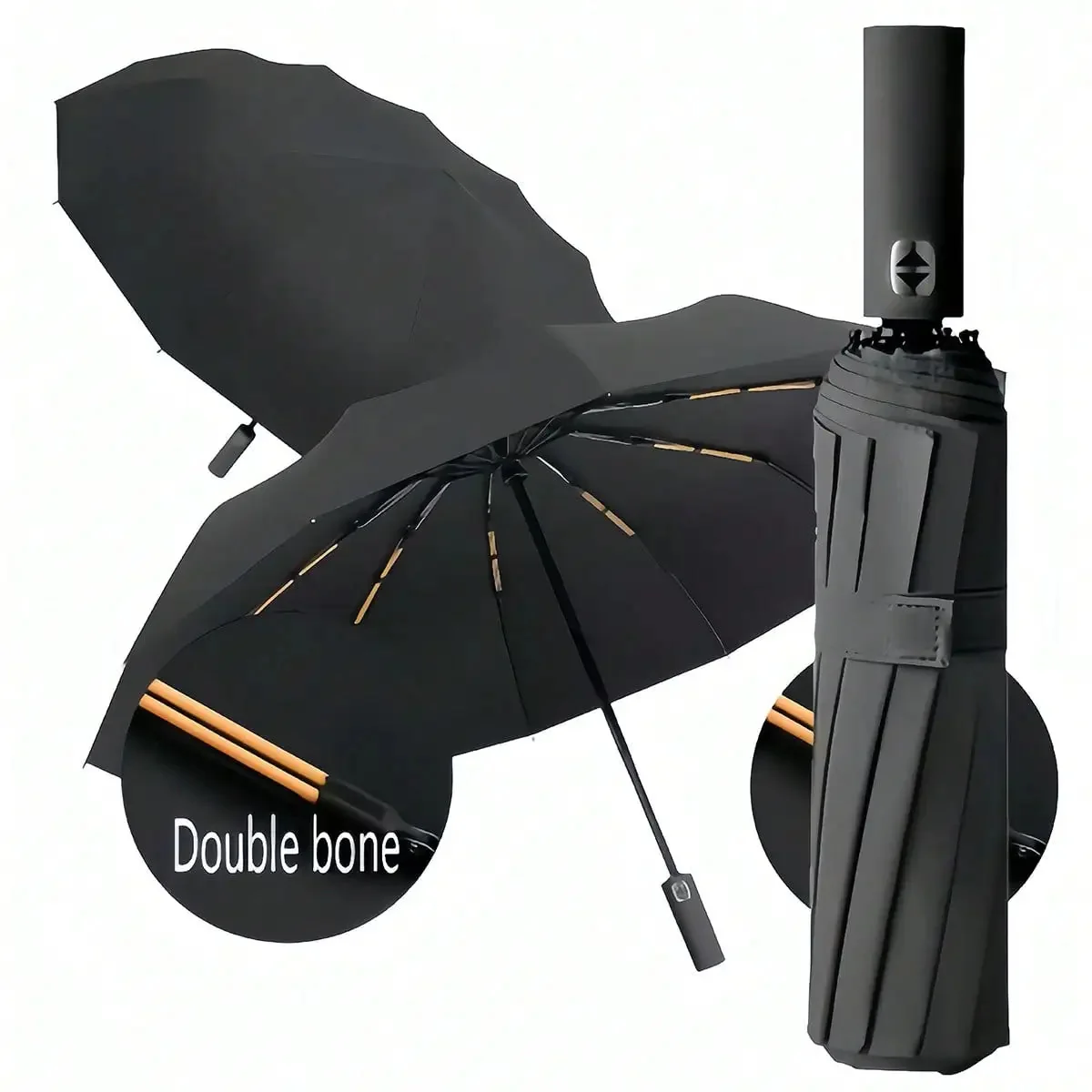 Sophisticated 24-Rib Windproof Compact Folding Umbrella – Dual-Use UV Sunshade Rainproof Travel Umbrella for Men Women Proven