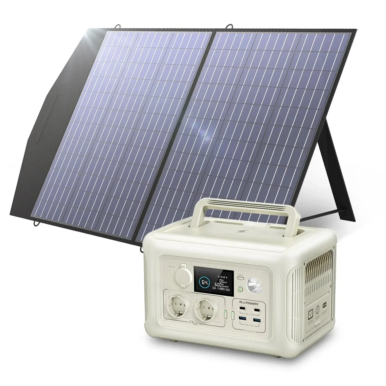 Stylish ALLPOWERS R600 – Estación de energía portátil con panel solar de 100 W 600 W 299 Wh generador solar LiFePO4 batería de respaldo UPS MPPT para RV PRESUPUESTO High-Grade