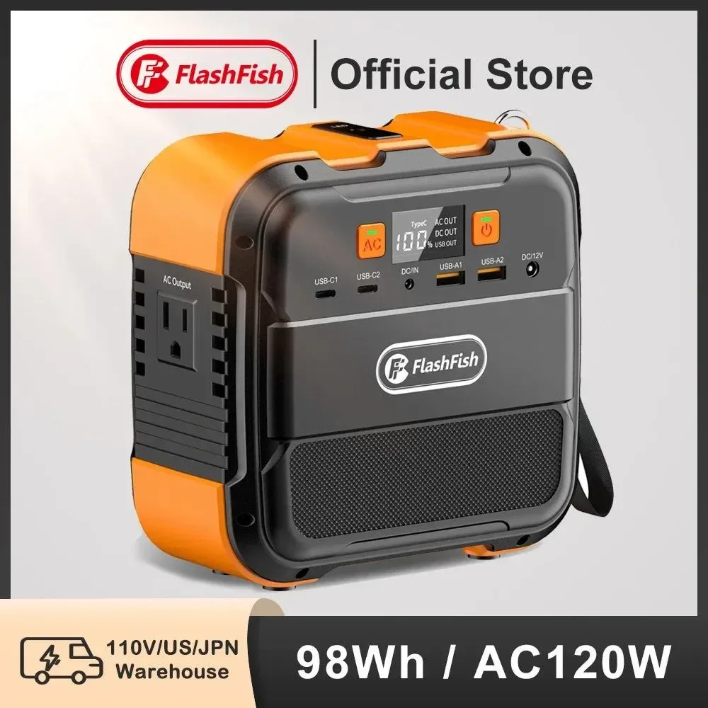 Classic Minicentral eléctrica portátil FF Flashfish A101 de 120 W generador solar de 98 Wh con LED y USB para viajes camping y aviones. First-Class