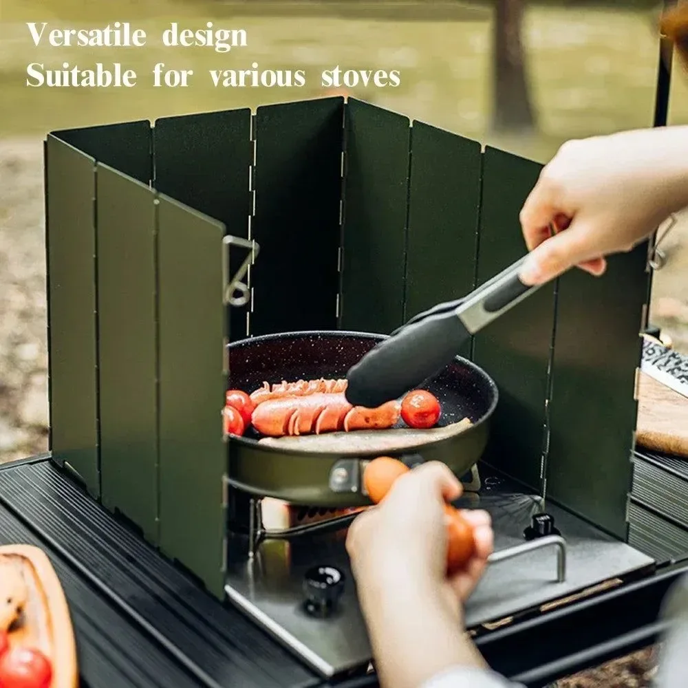 Convenient Deflector de viento portátil y plegable para estufa de casete protección contra el viento para estufas de gas. Durable