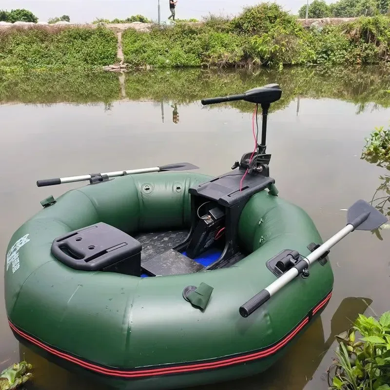 High-Performance 2-Minute Foldable Inflatable Fishing Boat with Electric Motor Port 250kg Capacity Solo Pontoon Raft Secure