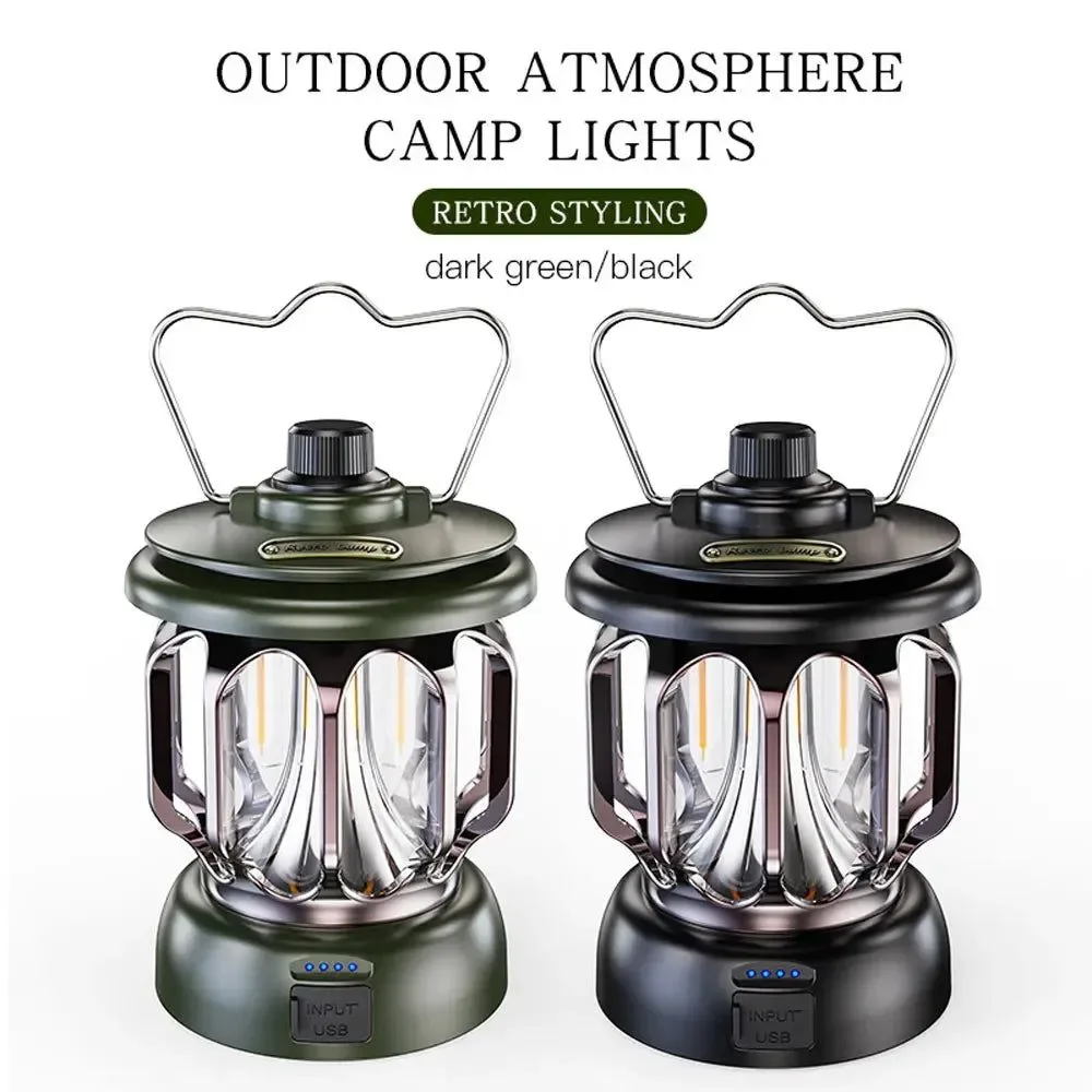 Advanced Linterna de camping portátil retro – Lámpara colgante LED recargable y regulable Clean