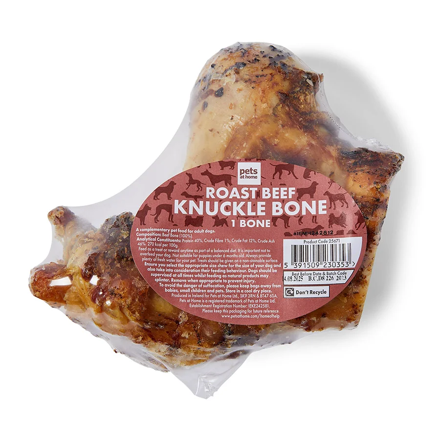 Durable Pets at Home Dog Treat Roast Beef Knuckle Bone Reusable