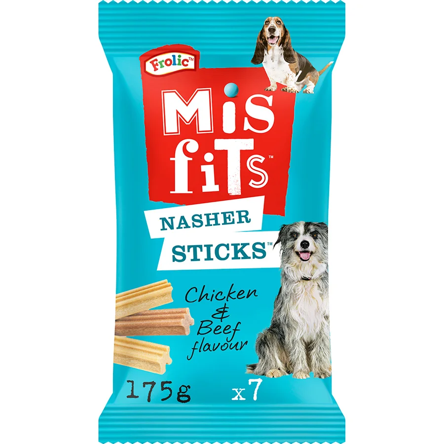 Elite Misfits Nasher Sticks Medium Breed Adult Dog Treats With Chicken Beef 7 Pack 175g Fashionable