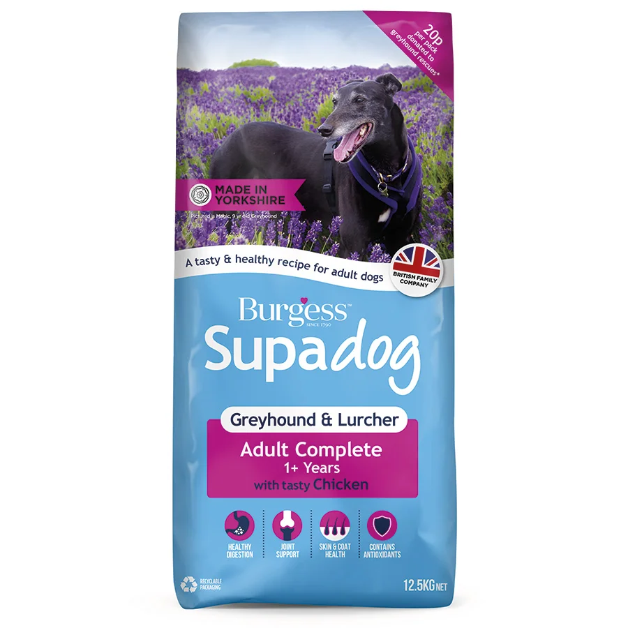 Trendy Burgess Supadog Greyhound Lurcher Dry Dog Food 12.5kg Recyclable