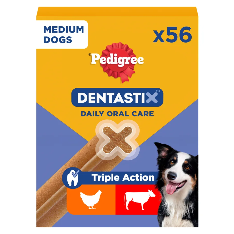 Detailed Pedigree Dentastix Daily Dental Treats Medium Adult Dog 56 Pack 1.44kg Relaxed
