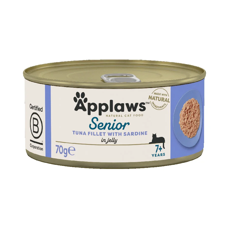 Pure Applaws Natural Wet Senior Cat Food Tuna Fillet with Sardine in Jelly Elite