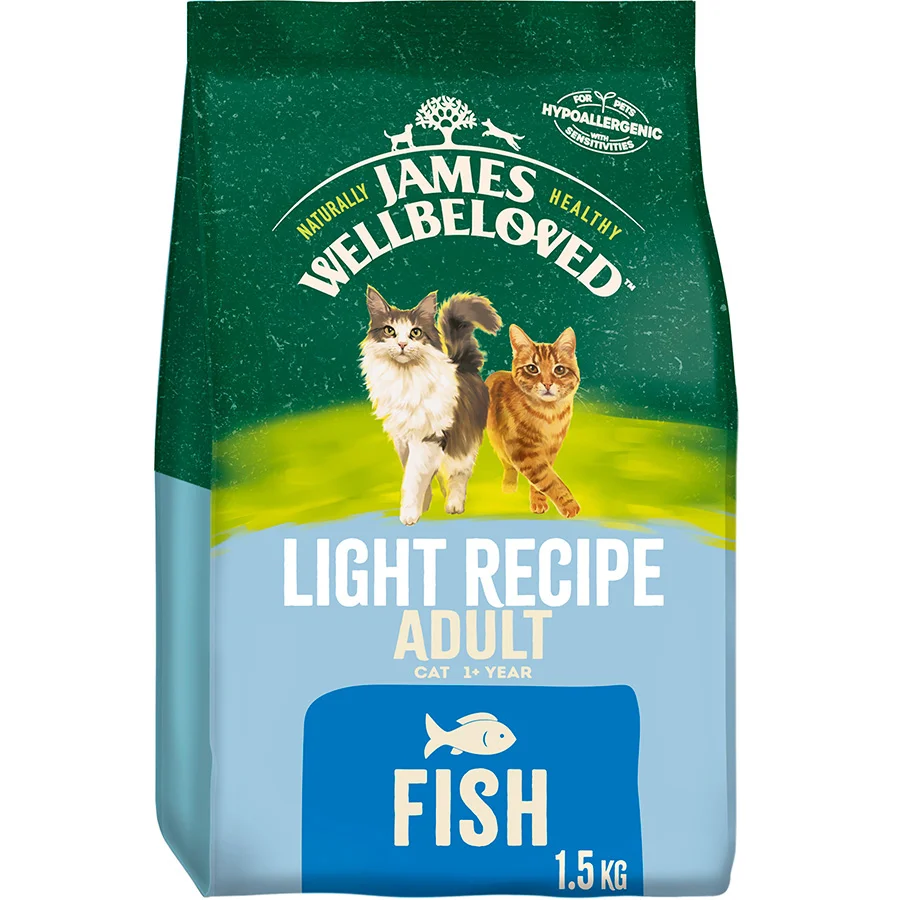 Eco-Friendly James Wellbeloved Light Adult Dry Cat Food Fish 1.5kg Advanced