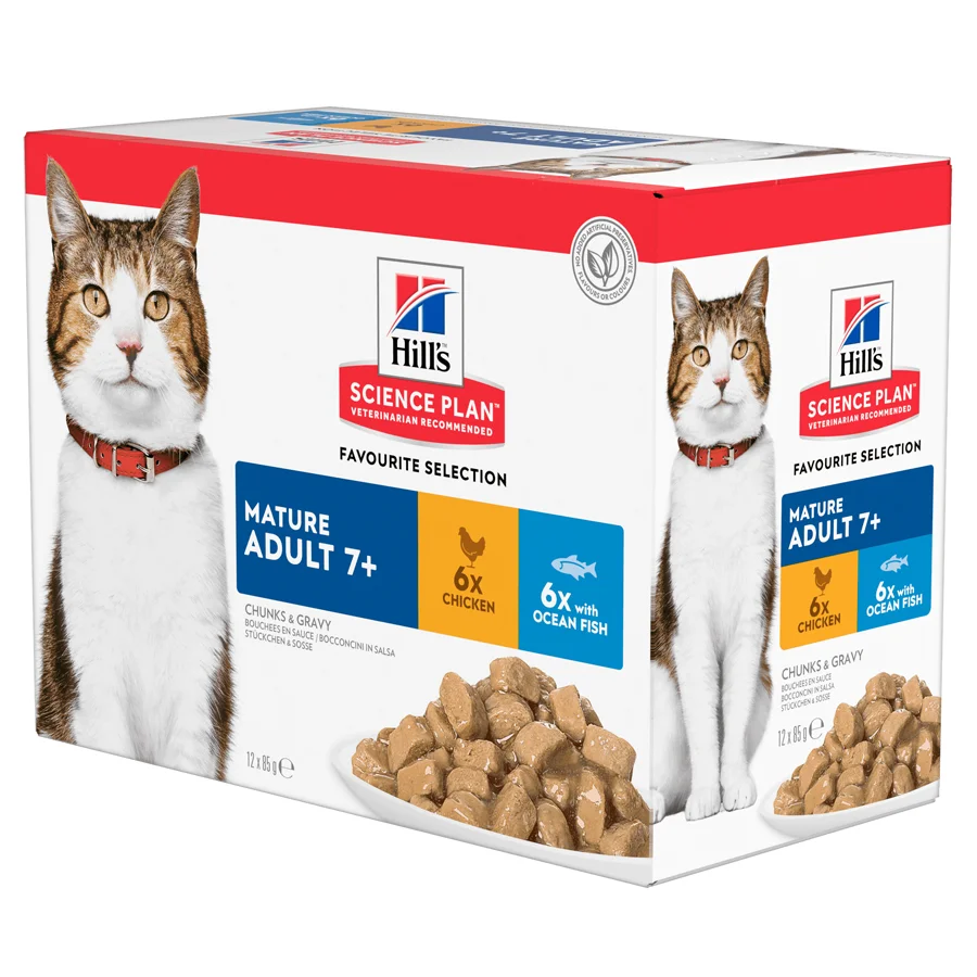 Elite Hill x27 s Science Plan Mature Adult Wet Cat Food Chicken Ocean Fish 12x85g Unique
