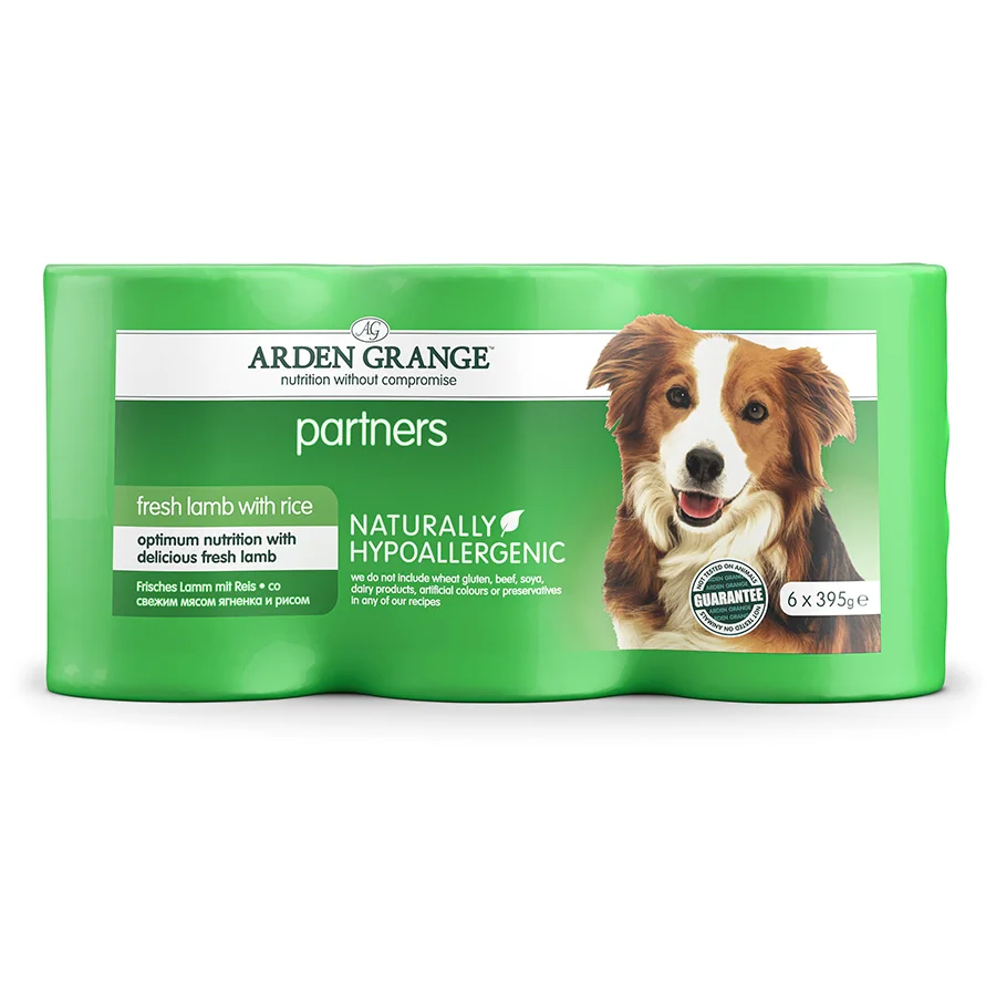 Classic Arden Grange Partners Wet Adult Dog Food Lamb with Rice 6x395g Carefully Designed