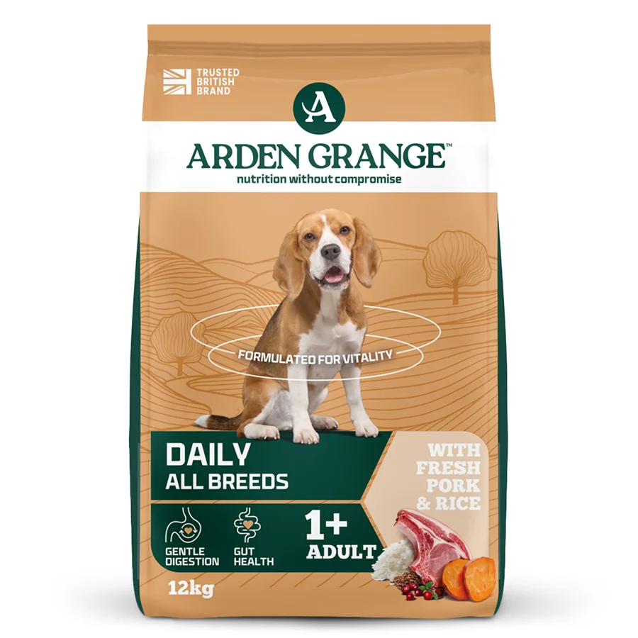 Smart Arden Grange Adult Dry Dog Food Pork Rice 12kg Optimized