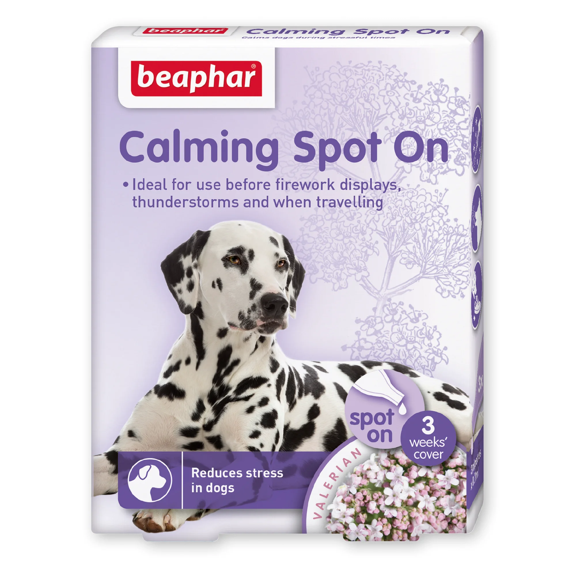 Superior Beaphar Herbal Calming Spot-On for Dogs 3 Pipettes Original
