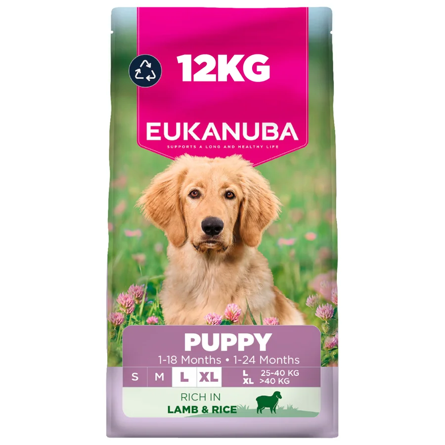 Detailed Eukanuba Large Breed Puppy Dry Dog Food Lamb Rice 12kg Green