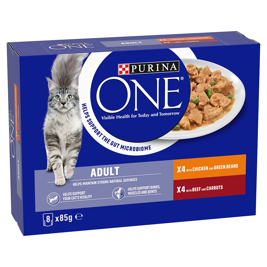 Easy-to-Use Purina ONE Adult Cat Food Chicken Beef 8x85G Exclusive