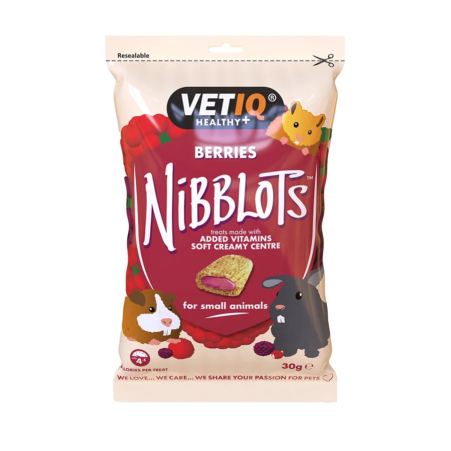 Trusted VetIQ Nibblots Small Animals Berry Treats 30g Pure
